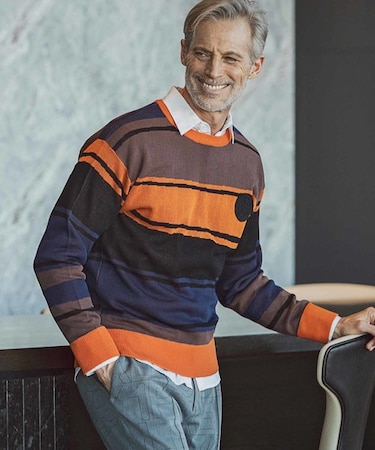 1PIU1UGUALE3 RELAX(ウノピゥウノウグァーレトレ リラックス)ランダムボーダークルーネックニット