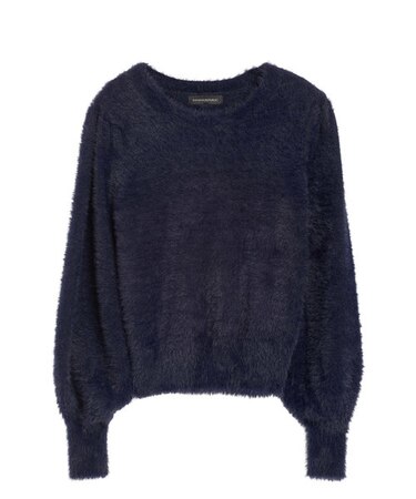 ファジーパフスリーブ クロップドセーター