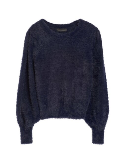 ファジーパフスリーブ クロップドセーター