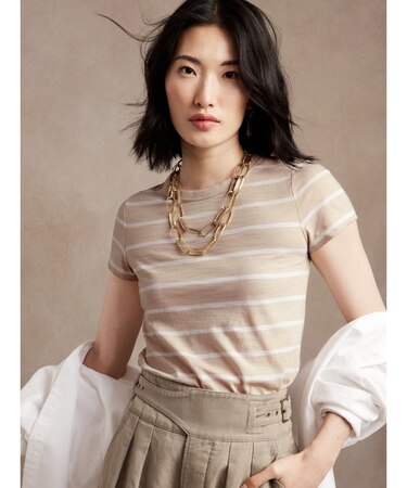 スラブコットン・モダール クルーネックtシャツ