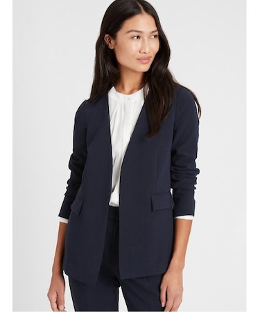 ロングカラーレスブレザー