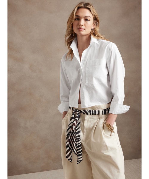 ペーパーウェイト ポプリン ボクシー クロップド シャツ｜バナナ・リ
