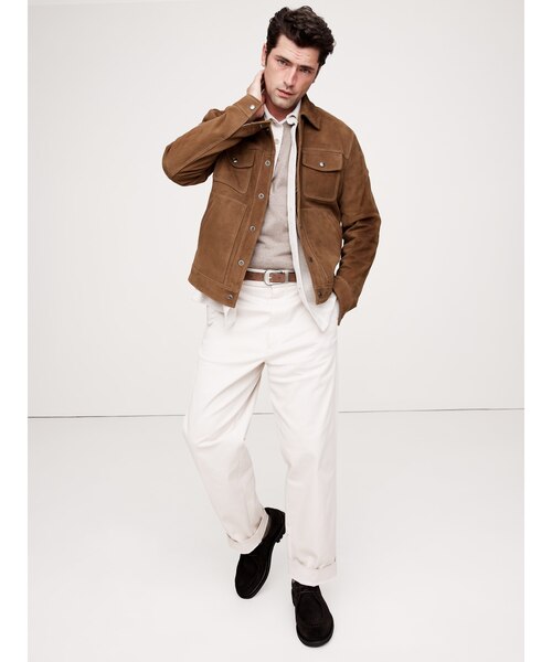 スエードレザー トラッカージャケット｜バナナ・リパブリックの通販