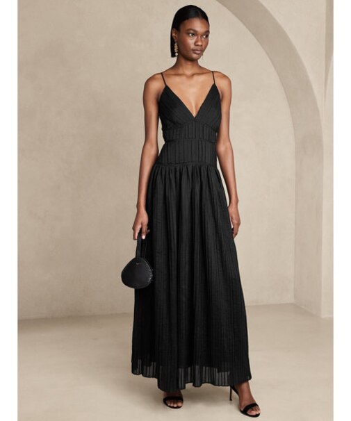 Jacqui プリーツ マキシドレス