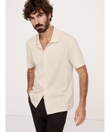 リブ モダールコットン リゾートシャツ