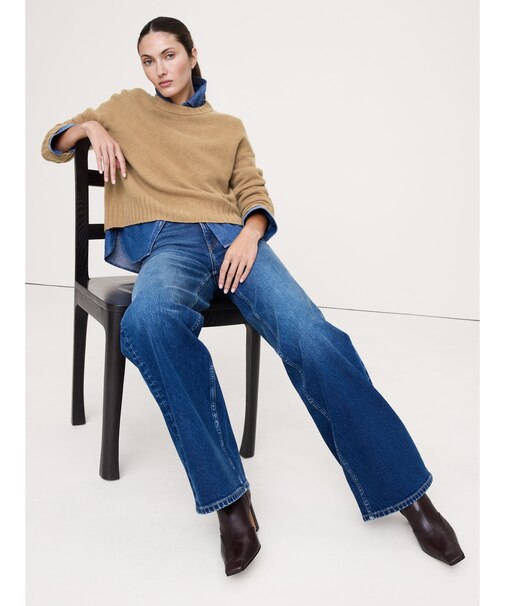 オーバーサイズ ミッドウェイト カシミヤ クルーネックセーター