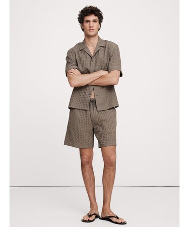 7インチ ワッフルコットン プルオンショートパンツ