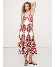 コットン ポプリン ティアード ミディドレス