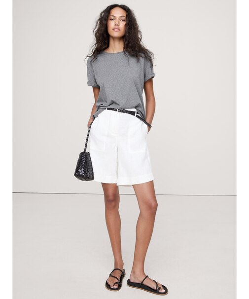 オーバーサイズ コットン シルク クルーネックtシャツ