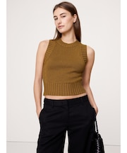 コットンシルク クロップド ニットタンクトップ