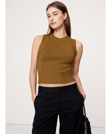 コットンシルク クロップド ニットタンクトップ