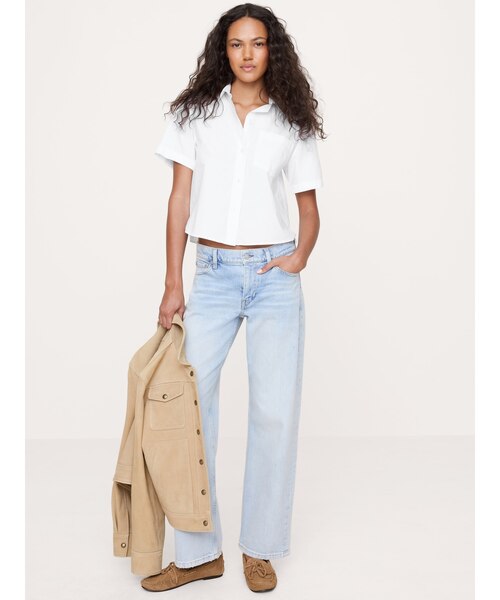 PLAN C プランシー コットンポプリンVネックショートスリーブシャツ