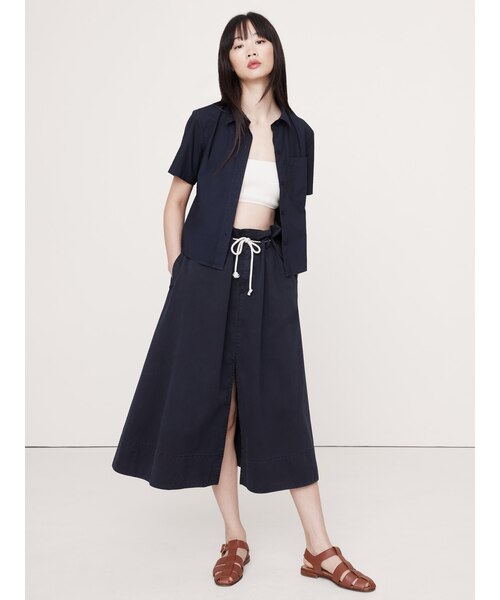 プランシー 25SS コットンポプリンVネックショートスリーブシャツ  