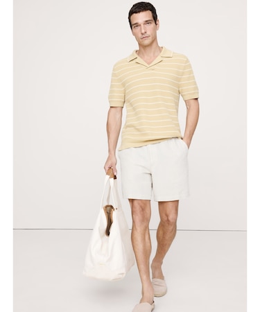 テクスチャー ストライプ コットン ポロ