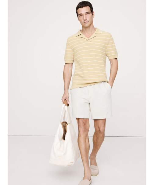 テクスチャー ストライプ コットン ポロ