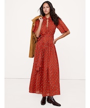 コットン タイフロント シャツドレス