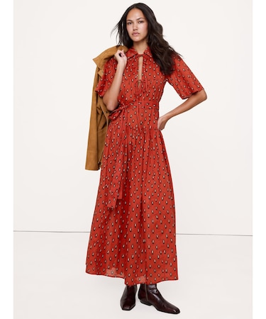 コットン タイフロント シャツドレス