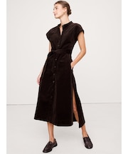 コーデュロイ ミディ シャツドレス