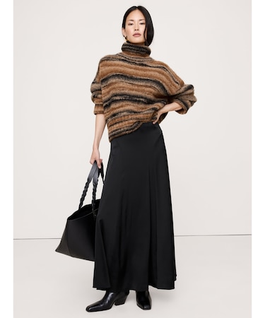 ストレッチ サテン マキシスカート