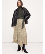 プリーツ ルレックス ストライプ ミディスカート