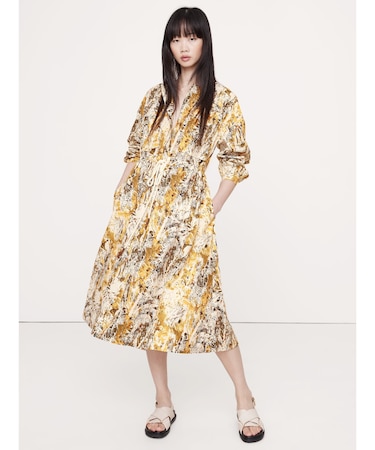 コットンポプリン ポケット ミディ シャツドレス