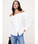 LS OFF THE SHOULDER TOP - POPLIN