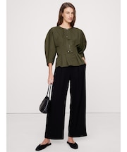 ストレッチコットン ユーティリティ ペプラムトップス