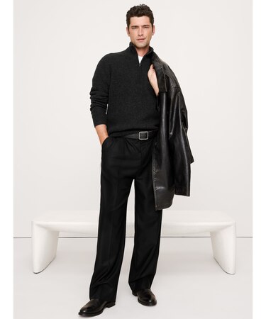 イタリアン メリノ カシミヤ ハーフジップセーター