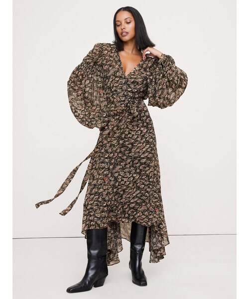 ジョーゼット パフスリーブ マキシドレス｜バナナ・リパブリックの通販