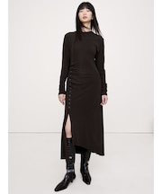 マット ジャージー ミディドレス