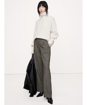 ワイドレッグ フランネル ドローストリング プルオンパンツ