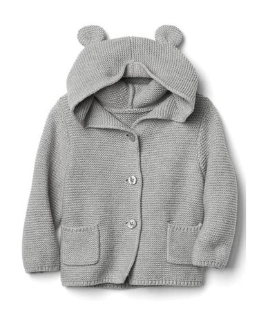 くま耳フード ガーター編みセーター