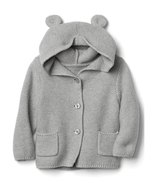 くま耳フード ガーター編みセーター