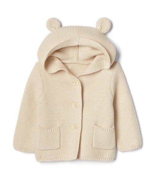 くま耳フード ガーター編みセーター