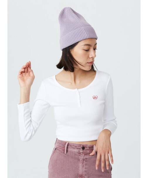 JAC リブ ヘンリーネック GAPロゴ 長袖Tシャツ