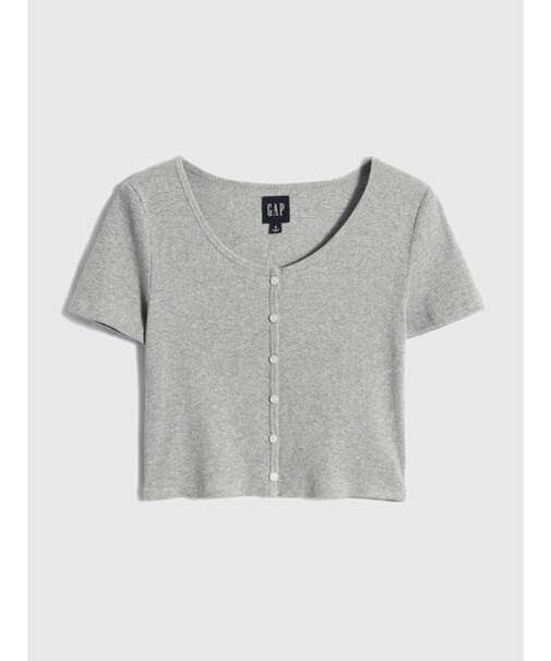 リブ クロップド半袖トップス