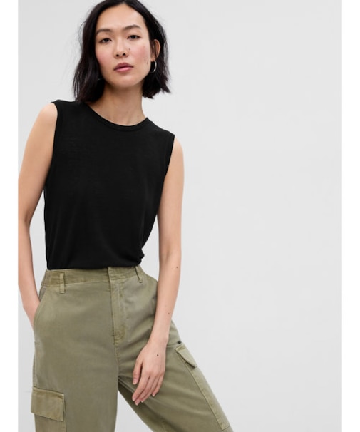 リネン混 シェルタンクトップ