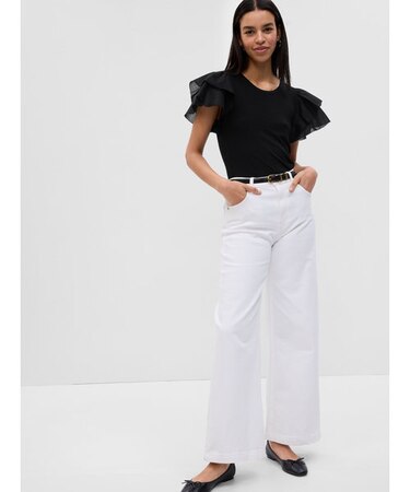 マイクロリブ フリルスリーブTシャツ