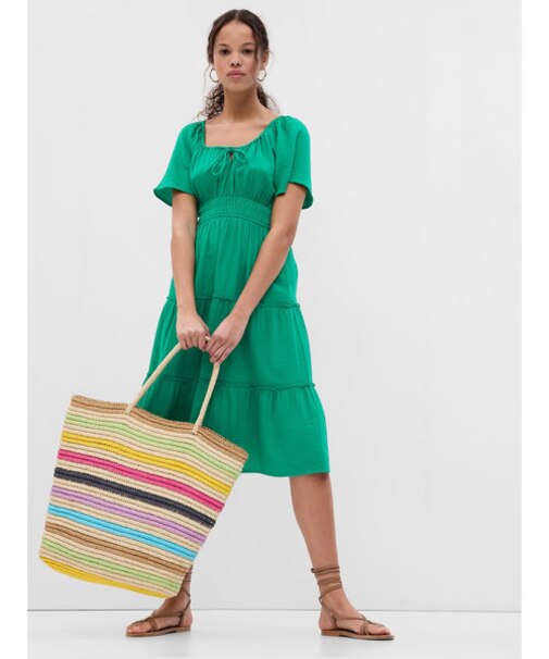 半袖ガーゼスモックワンピース