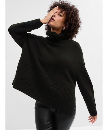 リラックス タートルネック チュニックセーター