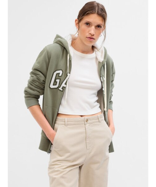 GAPロゴ 裏ボア ジップアップ パーカー