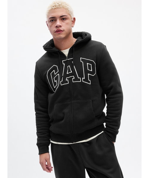 グッドフェード♪ GAP インナーボア ジップパーカー 黒 XL グッドフェード♪ GAP インナーボア ジップパーカー 黒 XL - メルカリ