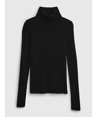 Cashsoft カシミヤタッチ リブ編み タートルネックセーター