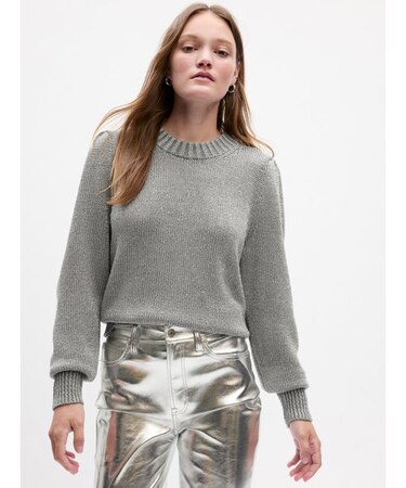 リサイクル メタリック クルーネックセーター