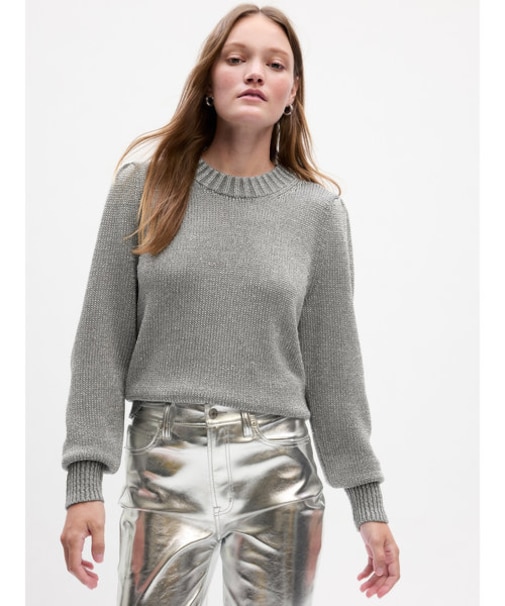 リサイクル メタリック クルーネックセーター