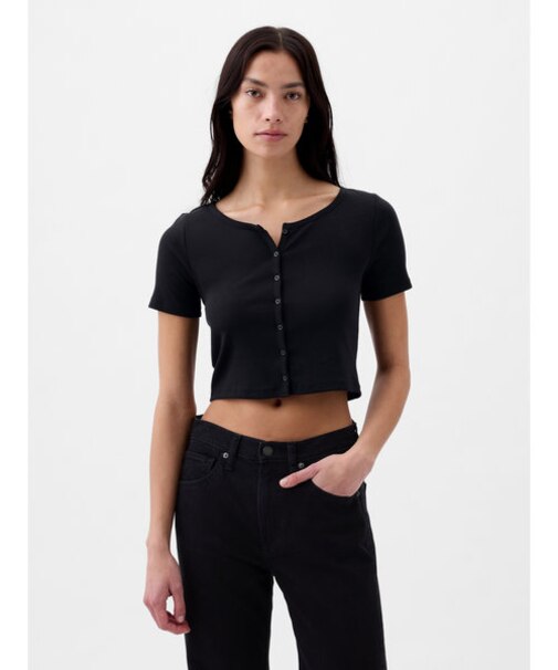 リブクロップTシャツ（カーディガン）