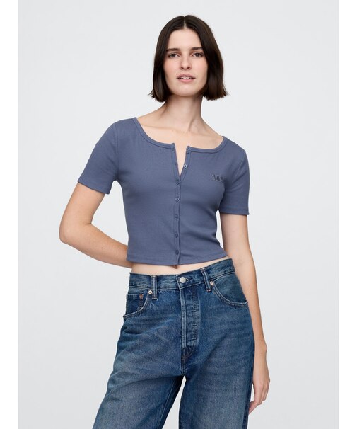 リブクロップTシャツ(カーディガン)