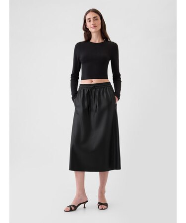 ヴィーガンレザー ミディスカート