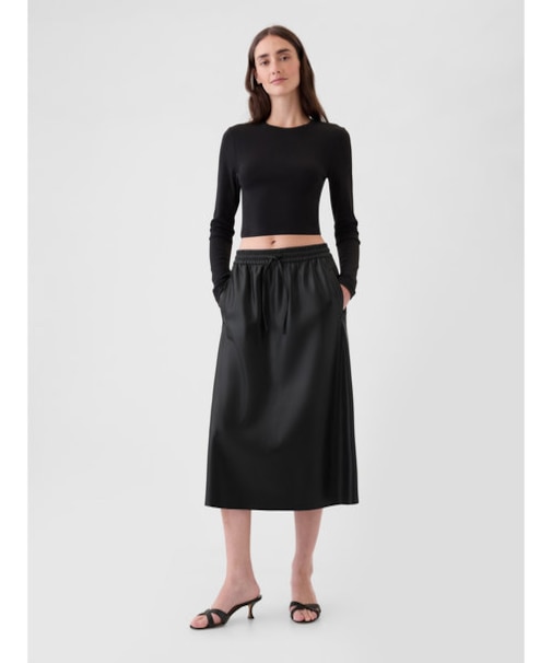 ヴィーガンレザー ミディスカート