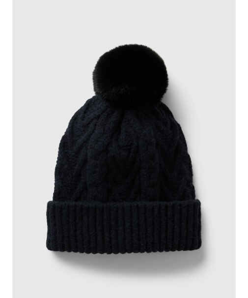 ケーブルニット ポンポン ビーニー (キッズ)